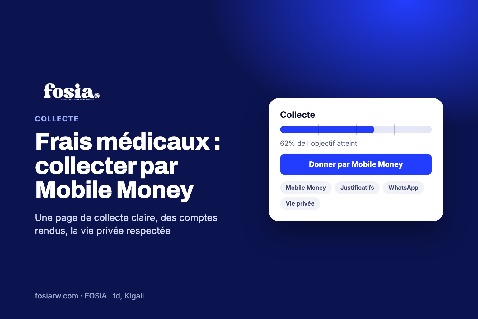 collecte pour frais médicaux : Frais médicaux : collecter par Mobile Money